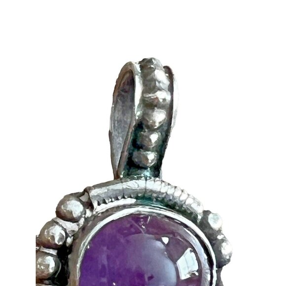Amethyst Gemstone Sterling Silver 925 Pendant Teardrop Vintage 1990s No Chain - Picture 2 of 6